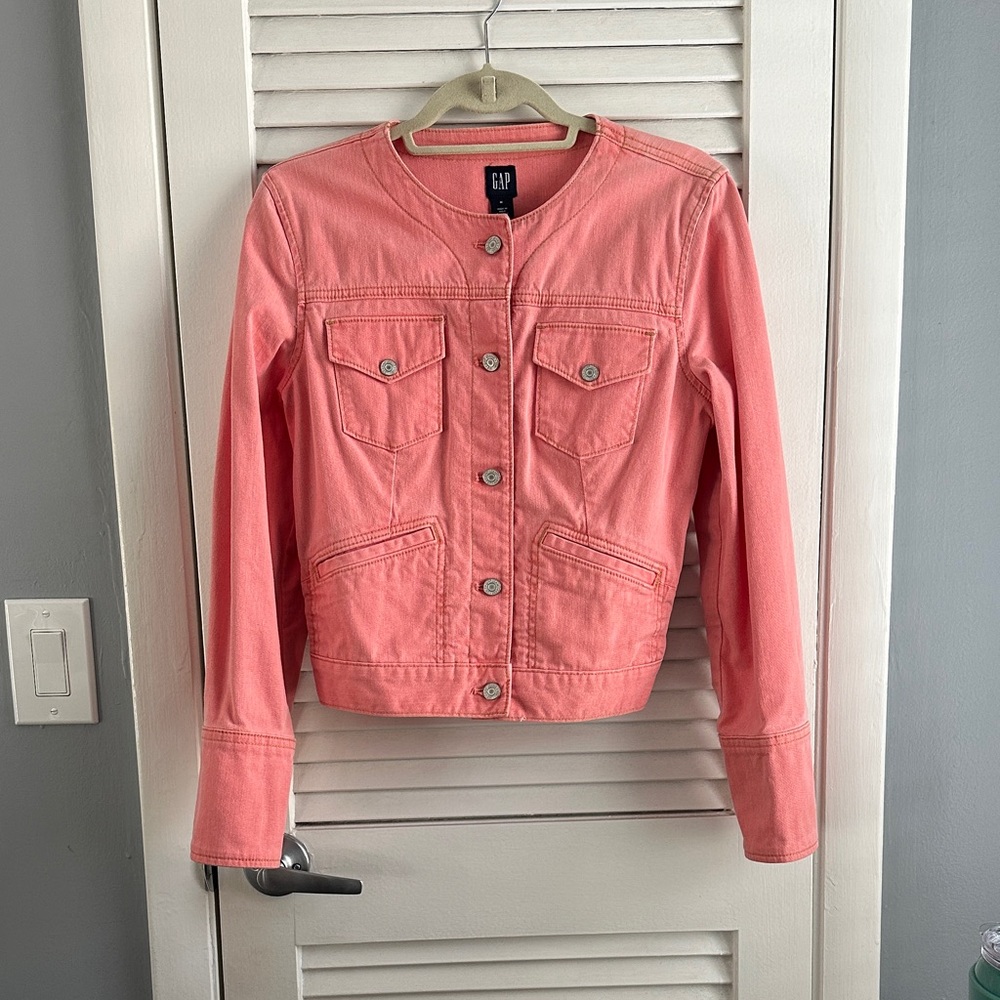 Gap Denim Jacket Medium Coral Peach